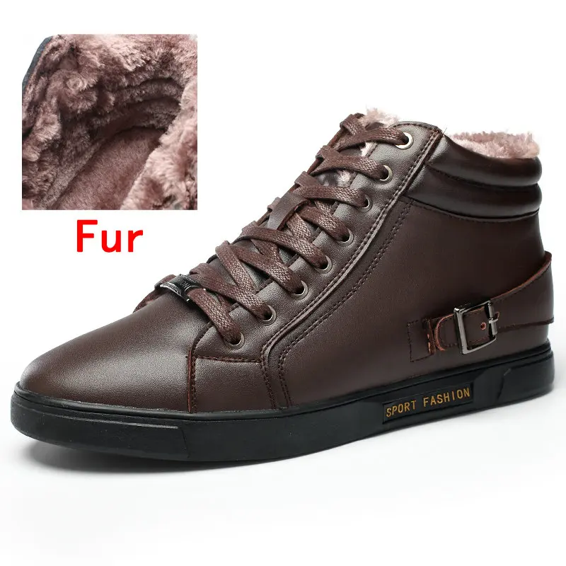DEKABR/Брендовые мужские ботинки, визуально увеличивающие рост; 6 см; ручная работа; теплые зимние ботинки на меху; мужские ботильоны из натуральной кожи; сезон осень; зимние ботинки - Цвет: Fur Brown