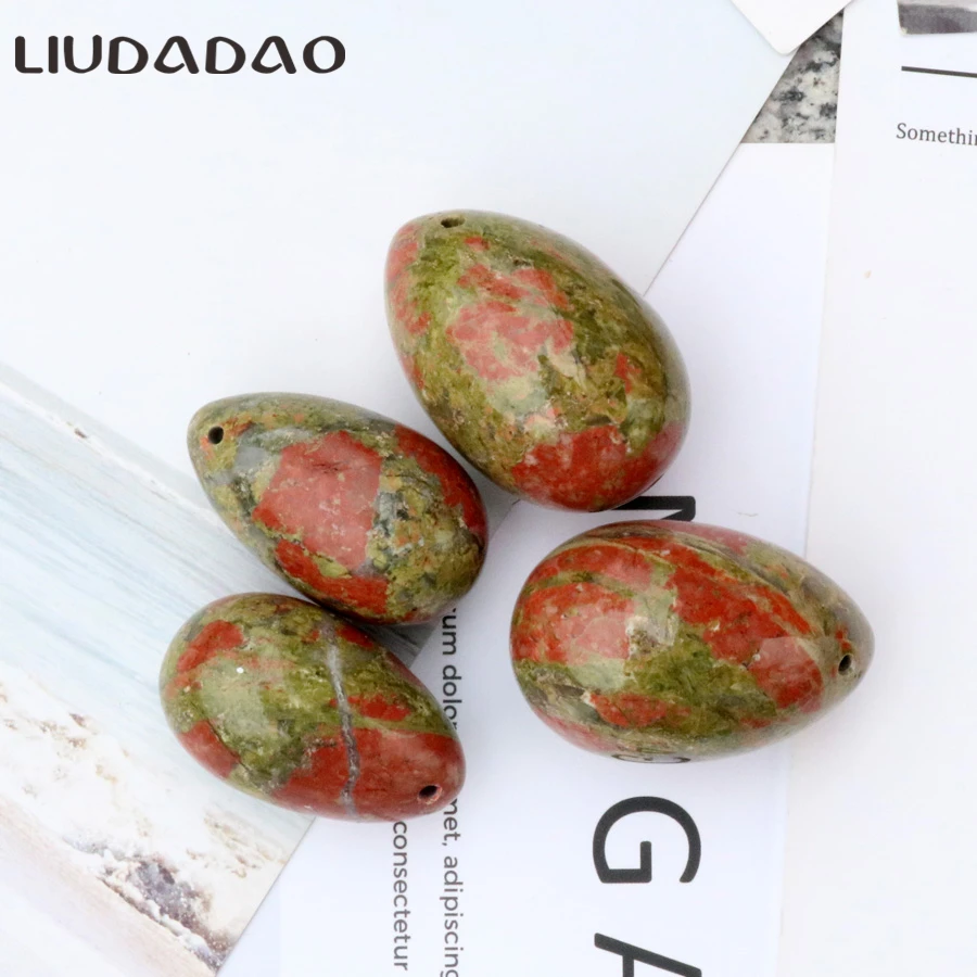 

Natural Unakite Yoni Eggs Drilled Medium Large Eggs Ben Wa Ball For Women Kegel Exerciser Pelvic Floor Eggs Massager Body Care