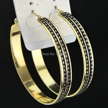 12 пар носочков Мода Лидер продаж fashionfrosted золотистый и черный горошек серьги в виде колец, для Для женщин бижутерия оптом A1055