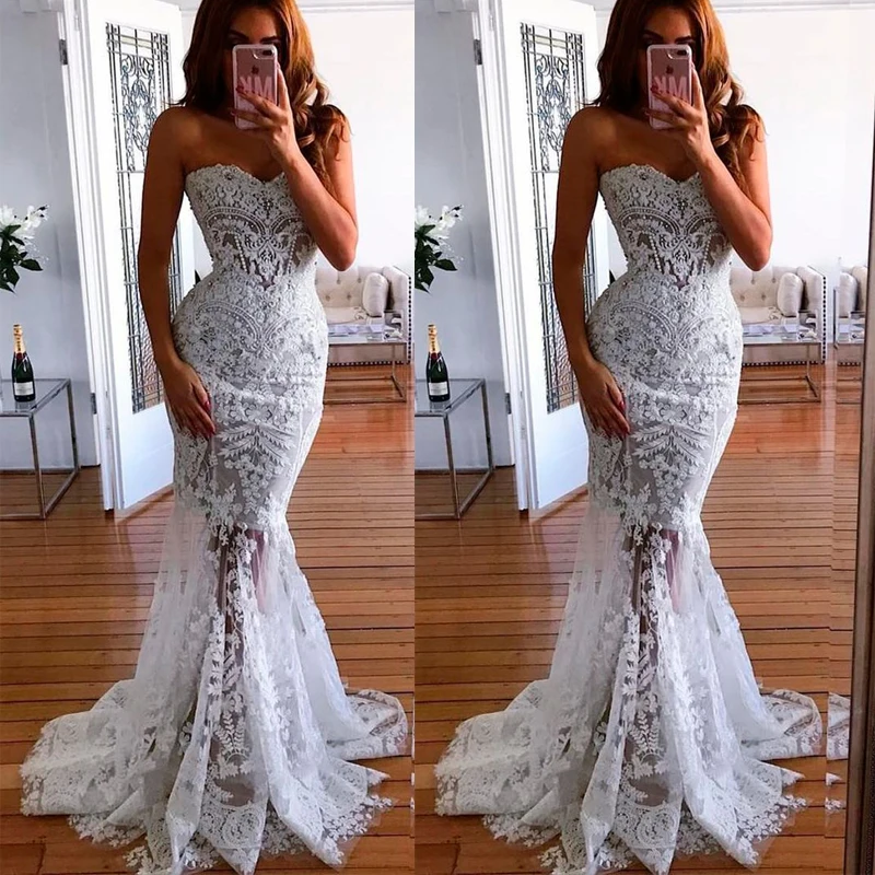 Vestido Largo De Fiesta De Boda Para Mujer Vestido De Encaje Vestidos De Fiesta De Noche Vestido Blanco Maxi Tubo Elegante Vestido De Verano Sexy Para Novia 201 Vestidos Aliexpress