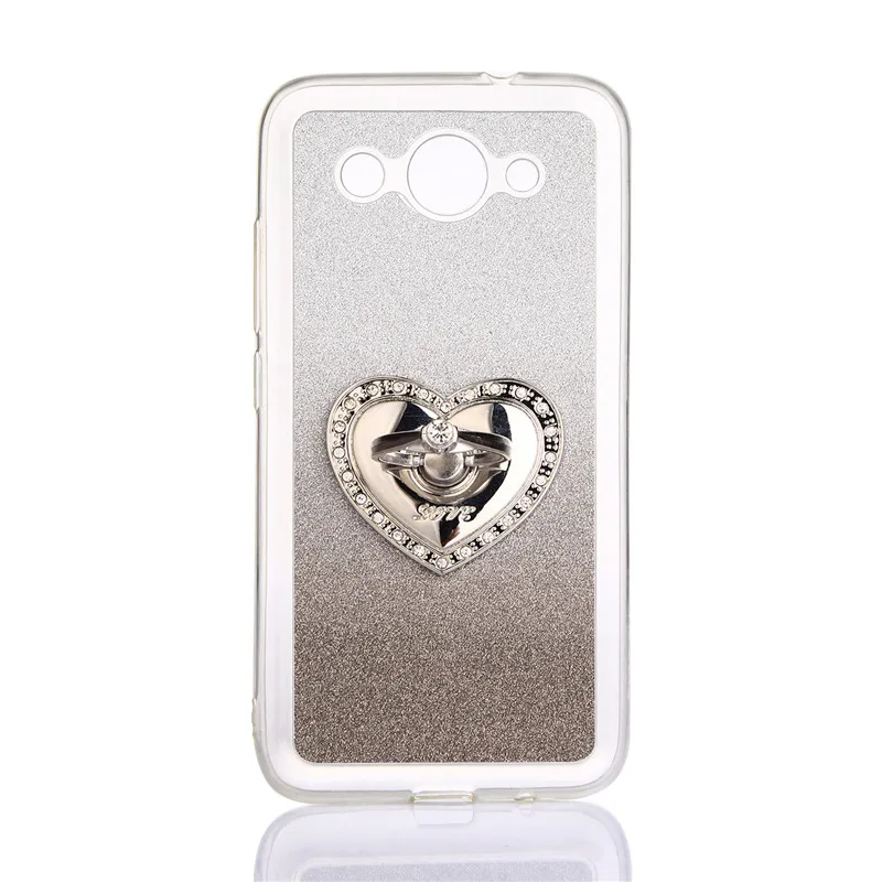 

Shimmering Powder Cover For Huawei Y3 2017 Case Capas Soft TPU Bling Glitter Diamante Ring Stand Mobile Phone Cases
