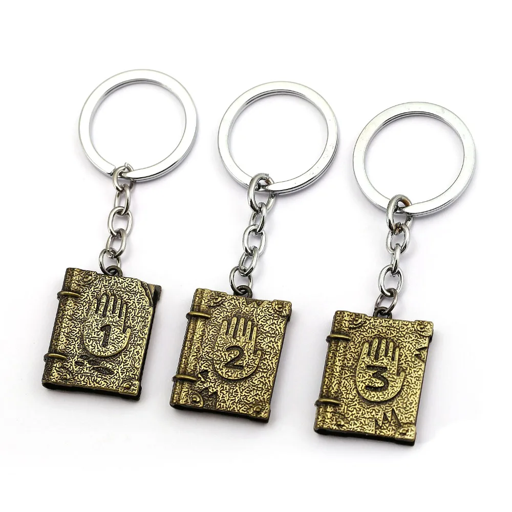 

Jewelry Gravity Falls 3 Keychain Dipper Diary Journal 3 Metal Mystery Book Key Chain Ring llaveros Chaveiro Chlidrens Gift Porte