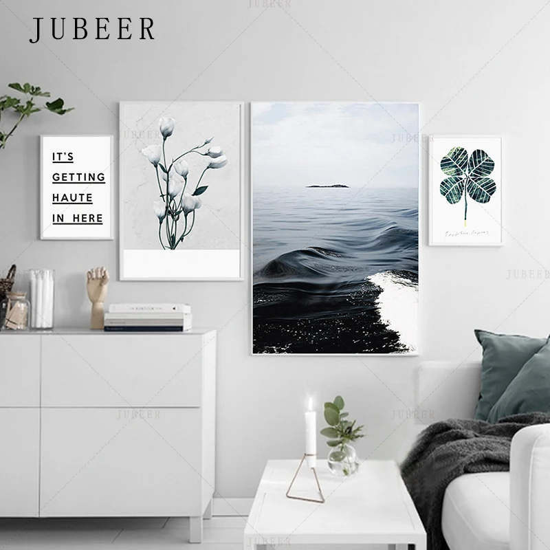 

Nordic Style Poster Beach Landscape Canvas Painting Flower Minimalist Wall Art Living Room Decorative Painting