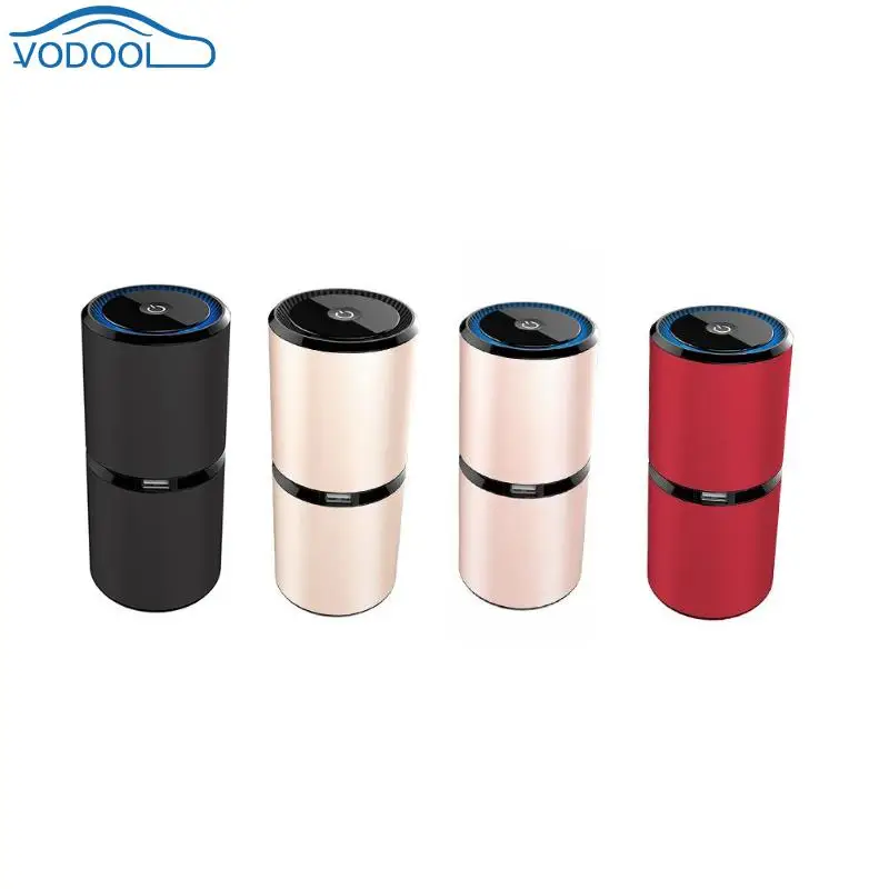 

2 Cup Shape Car Air Purifier Negative Ions Air Cleaner Ionizer Air Freshener PM2.5 Eliminator Removal Dual USB Car Charger