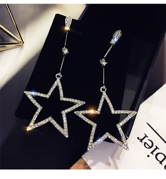 

2020 Fashion temperament long five-pointed star pendant earrings 925 silver needle Crystal from Swarovskis Fit Women and female
