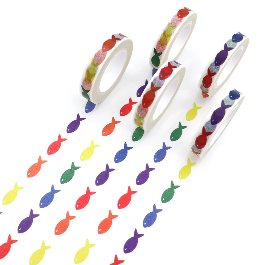 

1 PCS Creative Colorful Fish Washi Tape High Sticky Masking Tape Office Supply Kawaii Adhesive Paper Tape DIY Book Diary