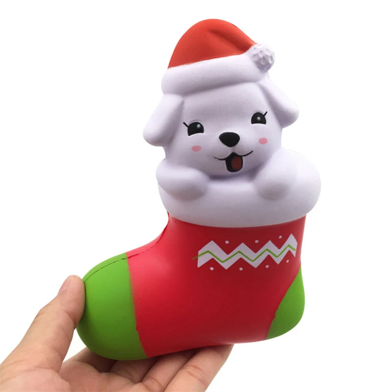 Squishy Slow Rising 15cm Christmas Socks Dog kawaii Squishy Jumbo Unpack the toy Charms Squeeze Phone Strap Squish kid Juguetes