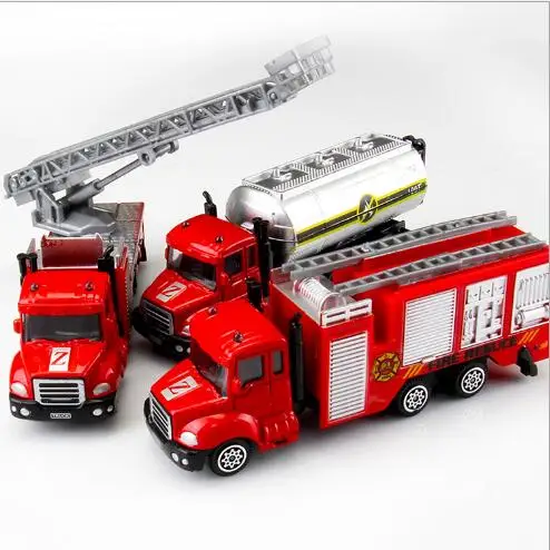 

3131 2CFire fighting truck alloy car model 1:64 mobile machinery shop gift for kid 24cm