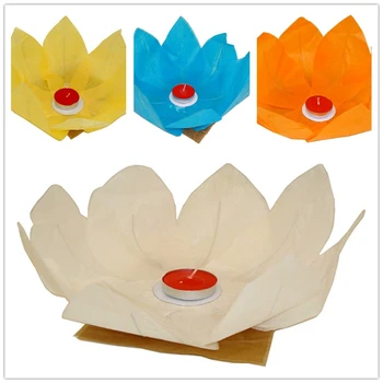

12inch (30cm) 10pcs/lot Lotus Flower Water Lanterns With Candle Lights Inside Floating on the River Wedding Party Decorations