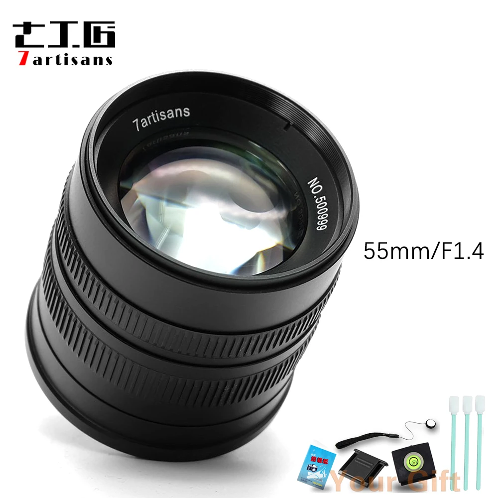 

7artisans 55mm F1.4 Large Aperture Portrait Manual Focus Micro Camera Lens Fit for Canon eos-m Mount E Fuji Mount+Free Gift