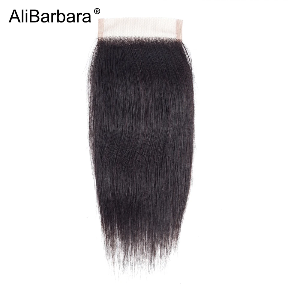 Alibarbara волос 4x4 закрытия шнурка бразильский Прямые человеческих волос Швейцарский Закрытие Бесплатная/средний/третья часть 120% плотность 8-20