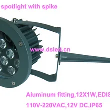 Сертификат Европейского соответствия, сертификат независимого Испытательного и сертификационного IP65, высокая мощность 12 Вт открытого светодиодный свет сада, шпилька, светодиодный прожектор, 110V-250VAC, DS-07-15-12W, гарантия 2 года