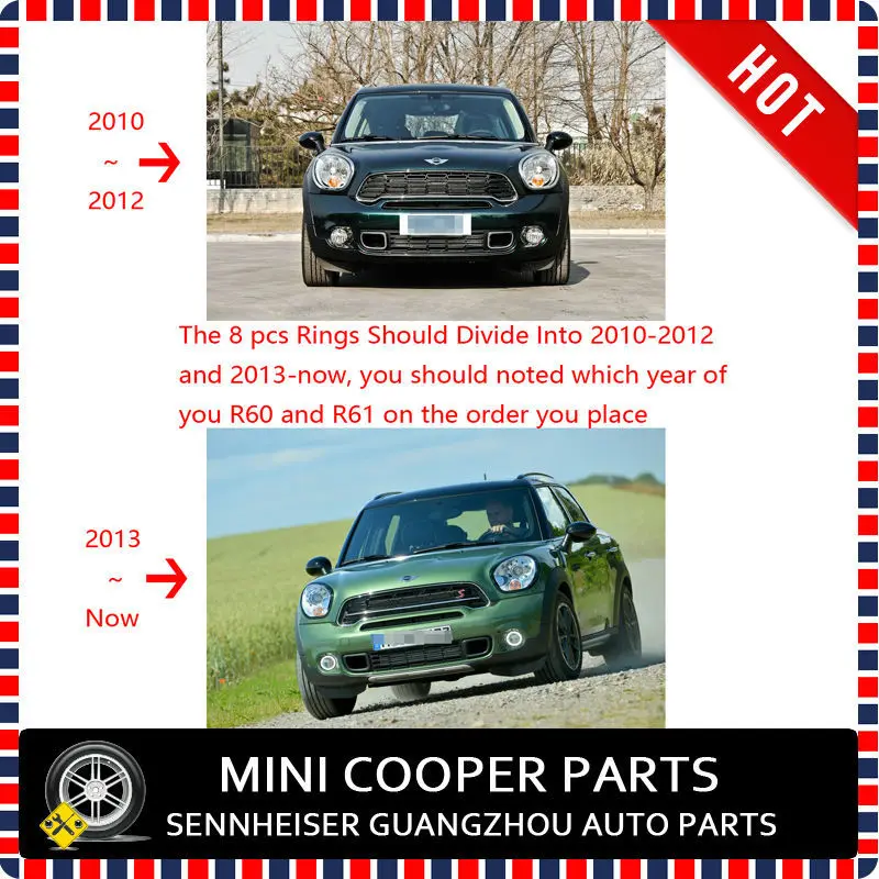 Фирменная Новинка ABS Пластик УФ-защитой Внутренние кольца стиль mini Ray чистый черный Цвет для mini cooper Countryman R60/1(8 шт./компл