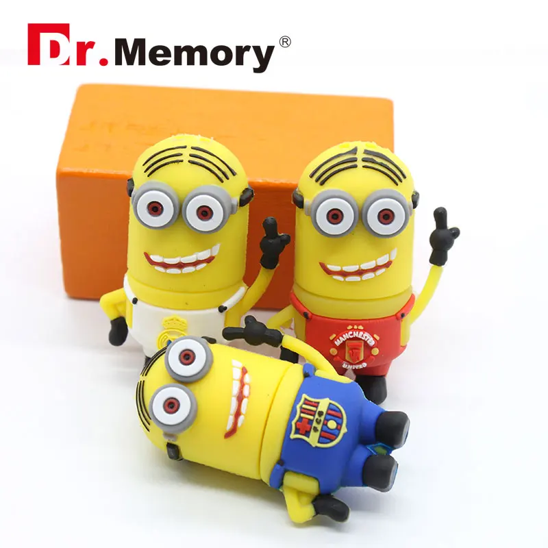 Dr. Memory милый USB флеш-накопитель желтый Миньоны с рубашкой Флешка USB флешка силиконовая вилка 4 ГБ 8 ГБ 16 ГБ 32 ГБ 64 ГБ флэш-диск