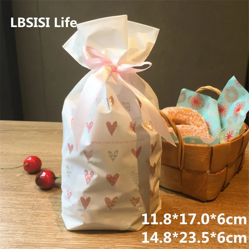 LBSISI Life 10 шт./лот, белый пластиковый мешочек для печенья, конфет, декор для дня рождения, свадьбы, подарочные сумки