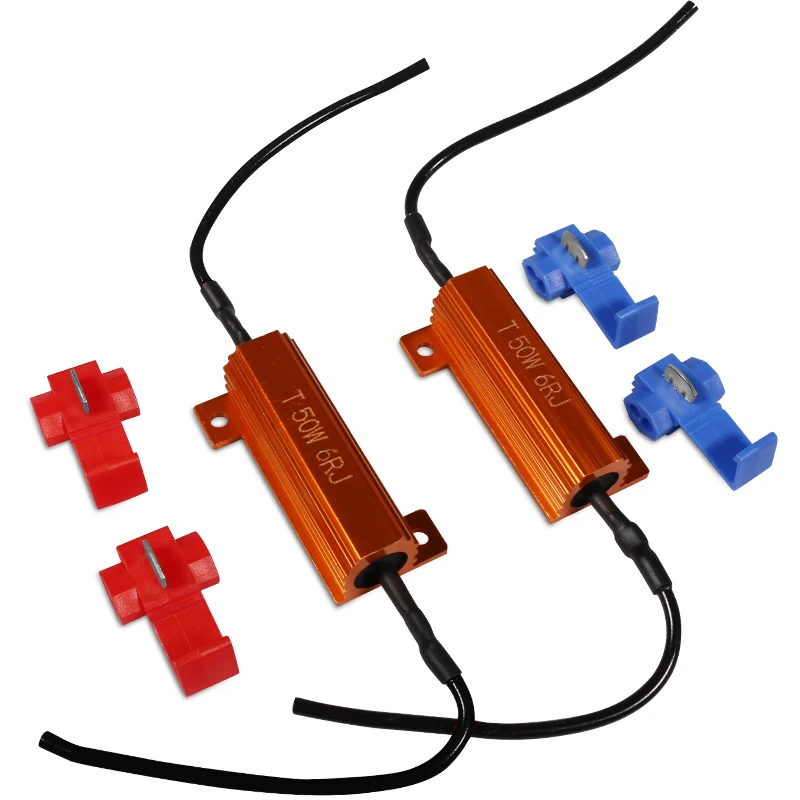 2 шт. 50 Вт 6Ohm 8Ohm светодиодный декодер P21W PY21W T20 W21W светодиодный автомобильный светильник, нагрузочный резистор, кабель Caubus, подавитель ошибок, анти-мерцающий декодер