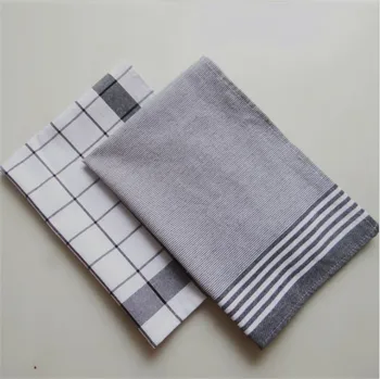 

Mediterranean Tea Towel Reusable Kitchen Textile Blue Striped Grid Tea Cloth Simple Modern Design Cotton Home Use Kitchen Towel