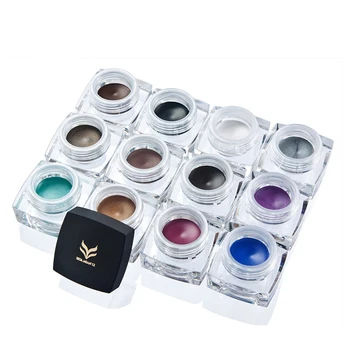 

12 Color Black Waterproof Eyeliner Gel Makeup Cosmetic Gel Eye Liner With Brush 24 Hours Long-lasting For Women Make-up Tools 08