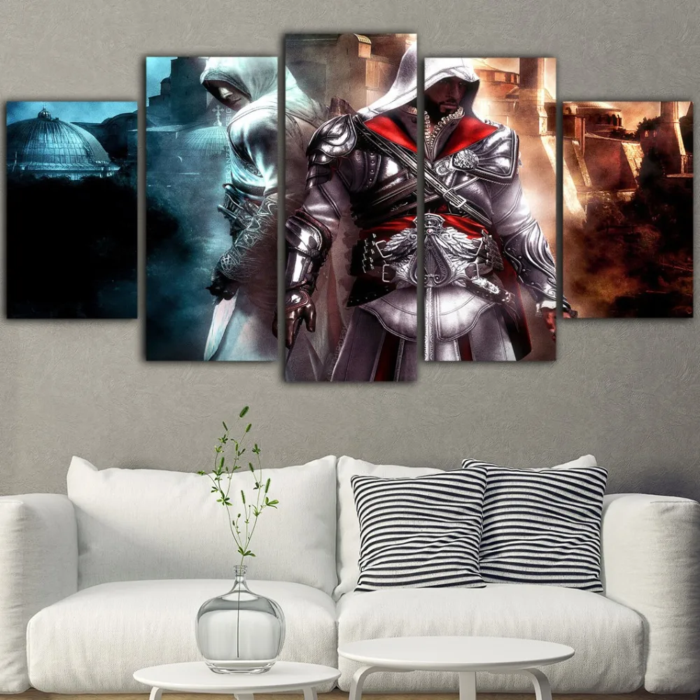 

5Pieces Game Posters And Prints Living Room Posters Assassins Creed Painting Tableau Pictures Quadros Decoracao Nordic Poster