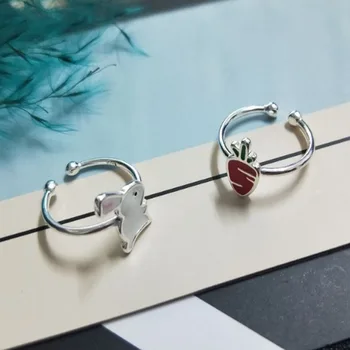 

DreamySky 2019 Drop Shipping 925 Sterling Silver Rabbit Bunny Rings For Women Finger Rings