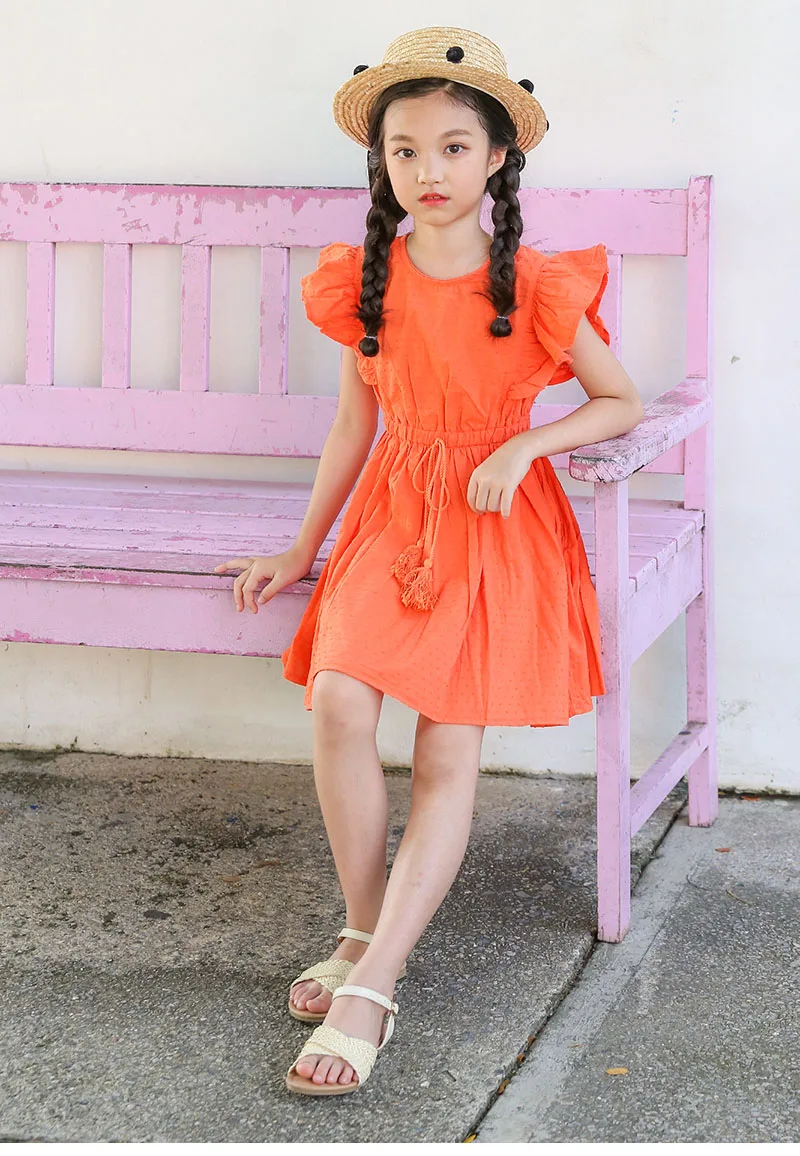 New Summer 2018 Baby Big Girl Dress Children Petal Sleeve Sundress Kids Holiday Party Dresses Clothing Princess Costume For Girls Cotton dress Clothes (8)