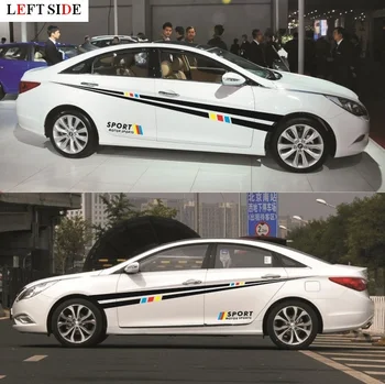

LEFT SIDE Car Stickers Colorful Car Styling Vinyl Plaid Motorsport Car Body Waterproof High Quality Decal Simple Design Graceful