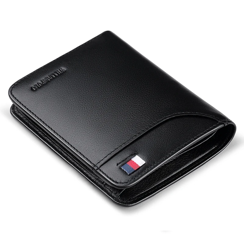 

WILLIAMPOLO 2019 Genuine Leather Wallet Men Purse Cowhide Short Wallet Card Holder Husband's Gift Trifold PL305