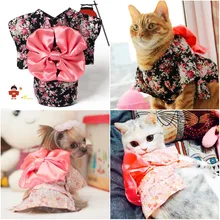 Japan Style Pet Cat Kimono small flower pet clothes dog cat kimono with Big bowknot Dress up necessary For Small Dog Cat Japan Style Pet Cat Kimono small flower pet clothes dog cat kimono with Big bowknot Dress up necessary For Small Dog Cat