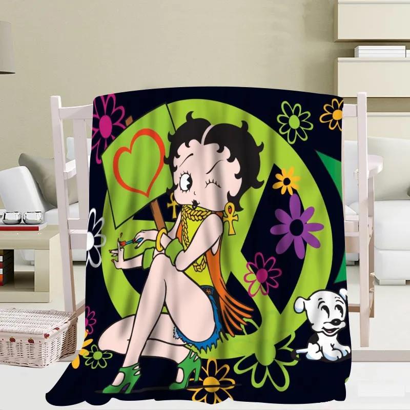 Пользовательские betty boop Одеяла Путешествия Диван коралловый флис тканевые одеяла мягкие пушистые теплые 56x80 дюймов 50X60 дюймов 40X50 дюймов - Цвет: Blanket