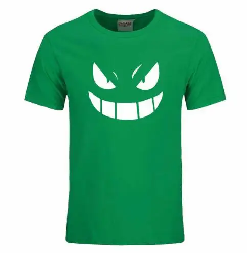 Летняя уличная футболка с покемоном ММА Pocket Monster, мужская повседневная футболка в стиле хип-хоп с коротким рукавом, мужские футболки с персонажами из аниме Gengar - Цвет: green white