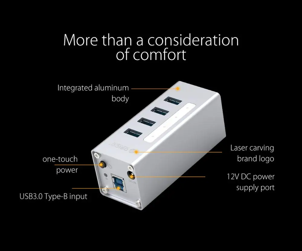 ORICO 4 Порты и разъёмы Алюминий высокое Скорость Многофункциональный USB 3,0 концентратор с Мощность HDMI DVI Переходник HDMI DVI и кабель для передачи данных usb переключатель-серебро(A3H4