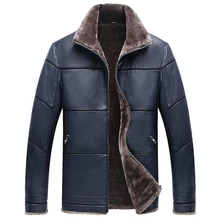 Plus Size 8XL Fur Leather Jacket For Men Winter Warm Mens Fur Coats Slim Fit Famous Brand Men’s Fur Leather Suede Coat Male C177