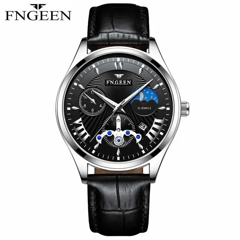 

FNGEEN Relogios Masculino Business Watch For Men PU Leather Quartz Wrist Watches Men Watch Clock Montres Homme