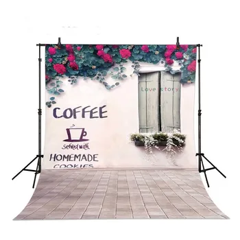 

Coffee Flower Windows Wall backdrops Vinyl cloth High quality Computer printed party photography studio background