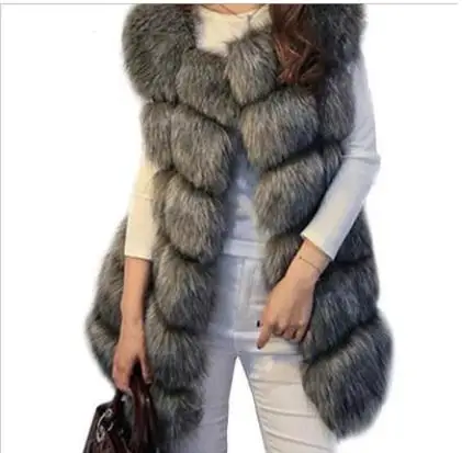 Пальто из искусственного меха зимняя женская новая модная повседневная теплая тонкая жилетка без рукавов из искусственного лисьего меха зимняя куртка женская Casaco Feminino J2576 - Цвет: yin hu se