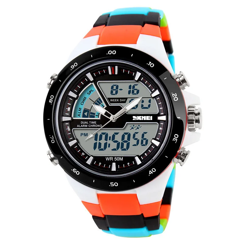 SKMEI кварцевые часы мужские спортивные Relojes мужские часы 5ATM модные цифровые часы Военные многофункциональные наручные часы Montre Homme