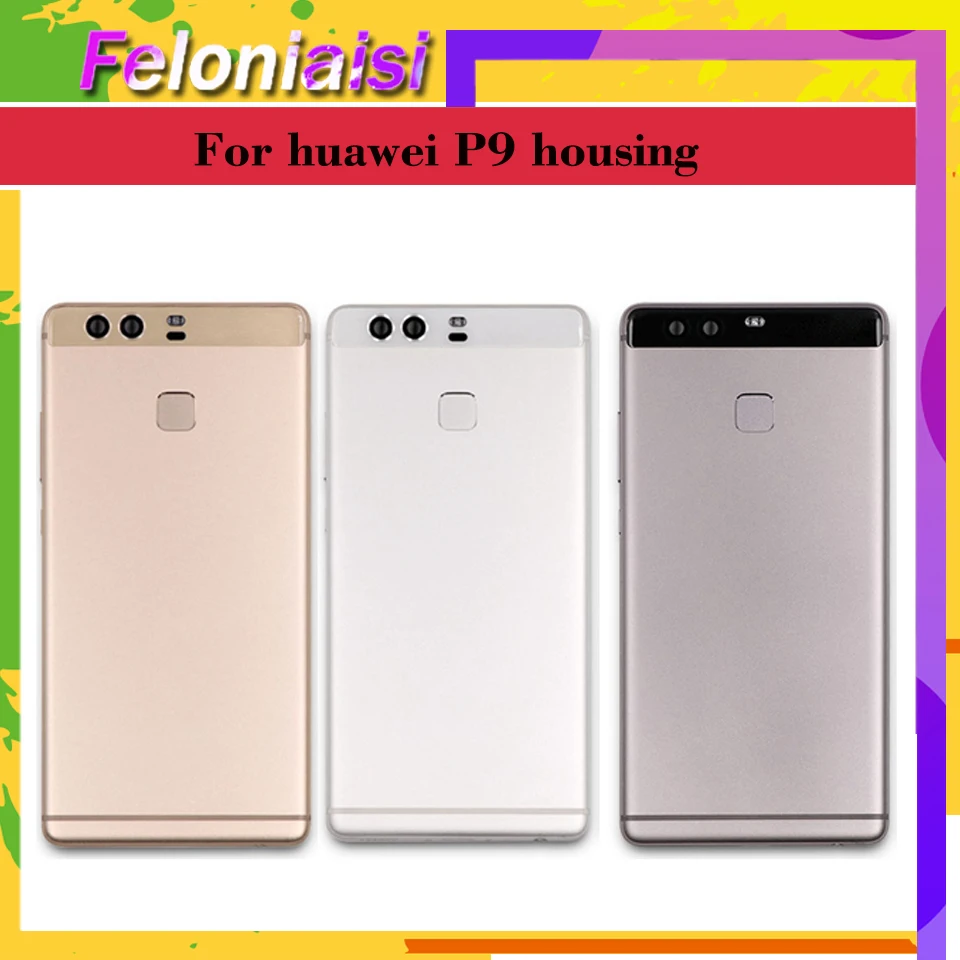 Для huawei P9 EVA-L09 EVA-L19 EVA-AL00 Корпус Батарея крышка отсека задняя корпуса Рама+ отпечатков пальцев Сенсор гибкий кабель