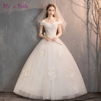 

He's Bride New Simple Wedding Dress Cap Sleeve Lace Beading Appliques Elegant White Wedding Dresses Custom Made Vestido De Novia
