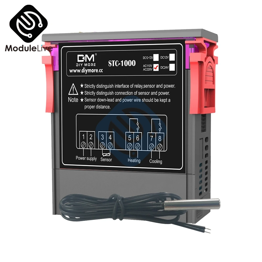 STC 1000 DC 12V 24V AC 110V 220V 10A светодиодный цифровой регулятор температуры термостат
