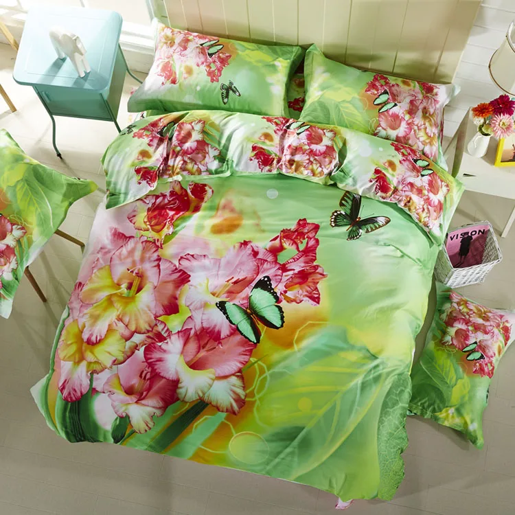 elegant White Magnolia 3d flower bedding set 100 cotton wedding