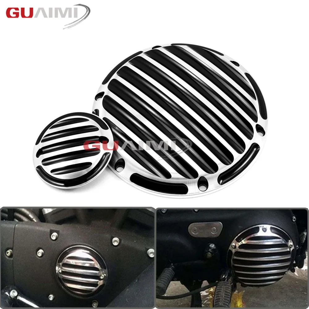 

For Harley Sportster XL 1200 883 48 CNC Designe motorcycle black with chrome engine cover Derby&Timing Timer Cover 2004-2015