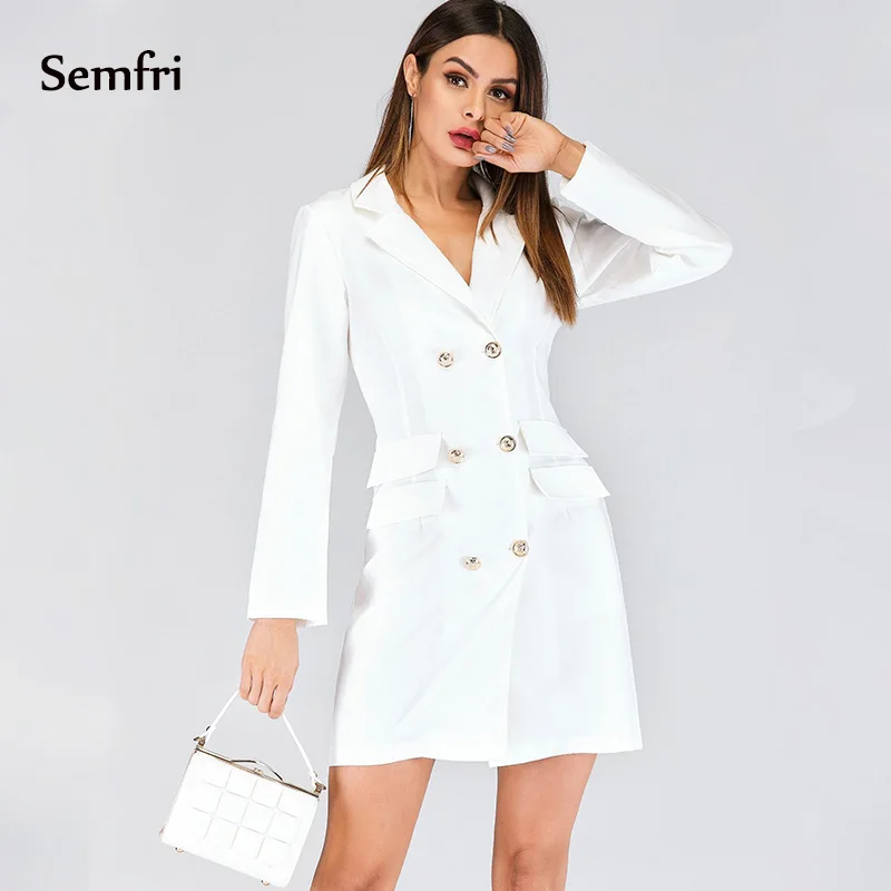 

Semfri Semfri Winter Dress Female Jacket Coat Elegant Double Breasted Woman Suit Casual Black and White Dress Streetwear Coat