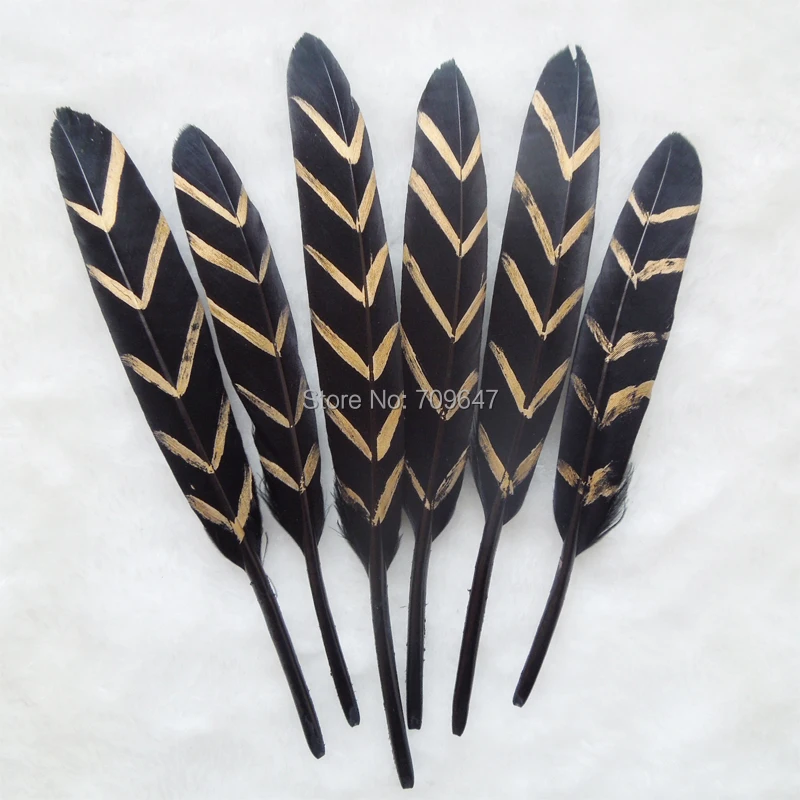 100Ppcs/lot! Black Feathers, Gold Chevron, Gold and Black Feathers