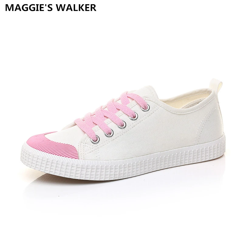 

Maggie's Walker Women Casual Canvas Shoes Hot-selling Fashion Breathable Lacing Shoes Candy-colored Casual Flats Size35~40
