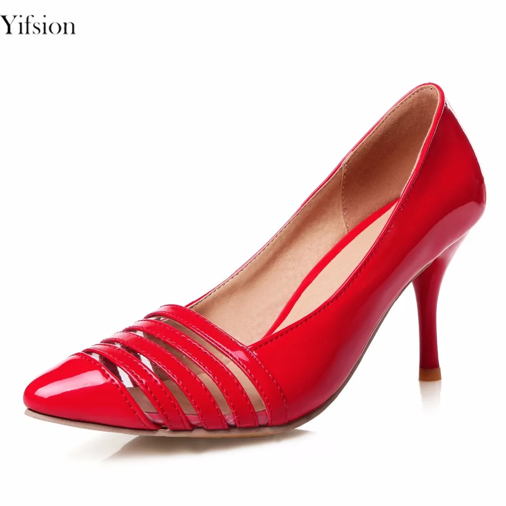 Yifsion New Arrival Women Shiny Pumps Stiletto Thin High Heels Pumps Pointed Toe 5 Colors Party Office Shoes Women US Size 3-16 Women's Shoes
