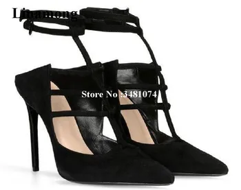 

Sexy Fashion Women Casual Pumps Pointed Patchwork And Ankle Buckle Strap Women Pumps Pointed Toe Thin Heels Women Leisure Pumps