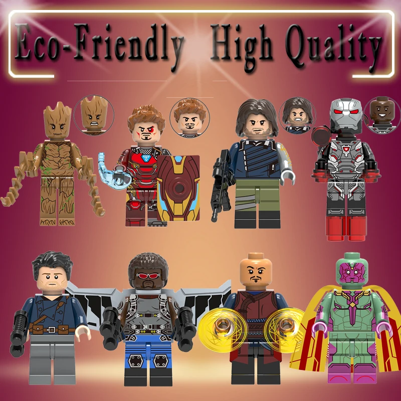 

Single Sale Super Heroes Iron Man Falcon Wong Bucky Vision War Machine Building Blocks Toys Gifts Model for Children X0217