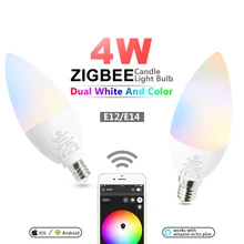 ZIGBEE светодиодный лампы E14 E12 4 Вт RGBCCT свет с солнечней энергией ZLL Смарт-приложение Управление Ссылка переменного тока 110 V 220 V 230 V Светодиодный светильник работать с Amazon Echo плюс