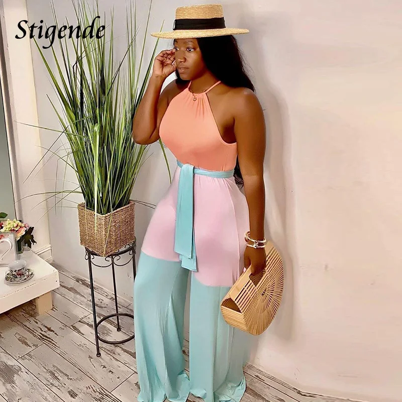 Stigende Fashion Women Casual Wide Leg Sleeveless Jumpsuit Summer Bodycon Sexy Halter Jumpsuit Bandage Party Jumpsuit Clubwear Stigende Fashion Women Casual Wide Leg Sleeveless Jumpsuit Summer Bodycon Sexy Halter Jumpsuit Bandage Party Jumpsuit Clubwear