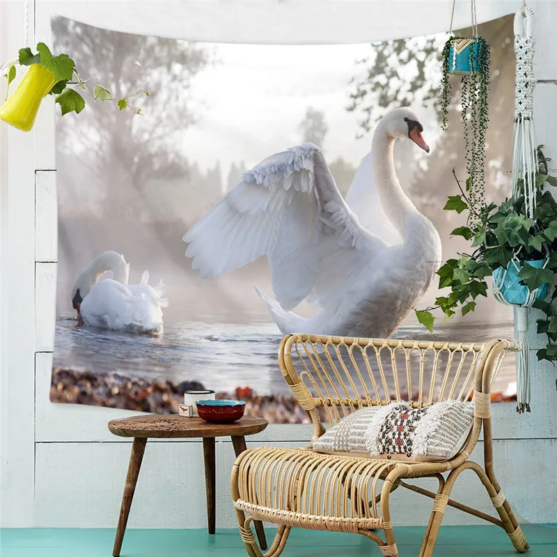 Прямоугольник на стене птица Лебедь с большой гобелен домашний декоративный простыня Для женщин пляжные одеяла Йога-Пикник коврик